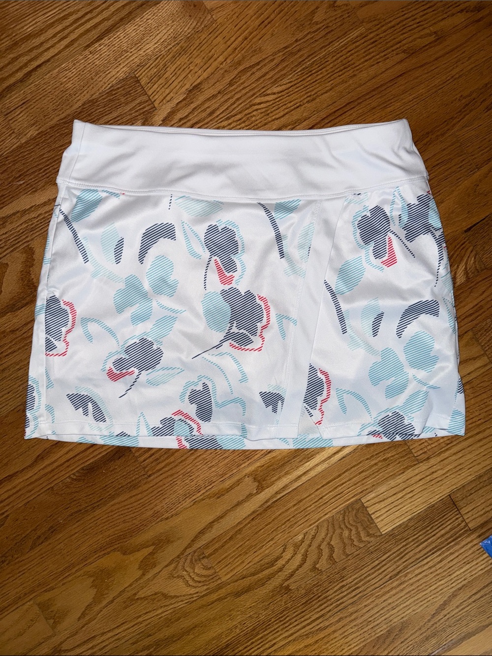 Grand Slam White Skirt with Aqua, Gray and Coral Floral Print
